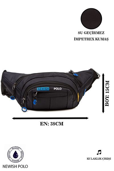 Newish Unisex Impertex Fabric Waterproof Cross Shoulder and Waist Bag with Headphone Outlet (DAILY USE)