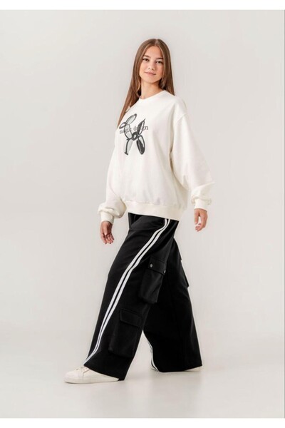 LOCO LOCO Pantaloni de trening largi, cu textura moale și elastică, pentru fetiță