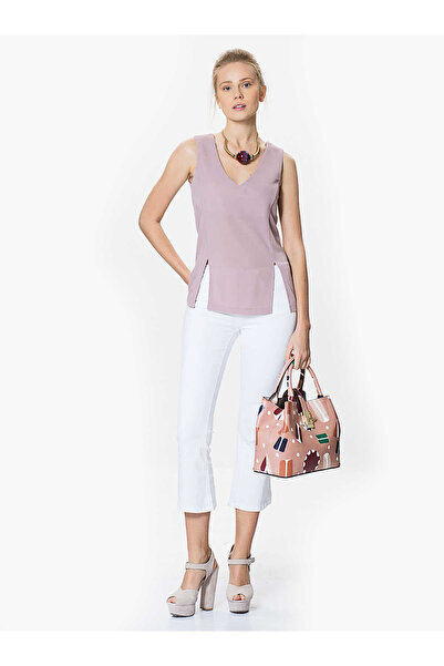 Roman Yırtmaç Detaylı Bluz Pembe Y1713107_038