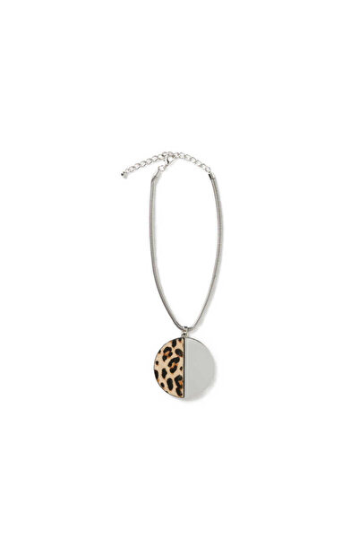 Roman Leopar Desenli Kalın Zincirli Kadın Kolye Standart Renk K2289649_089