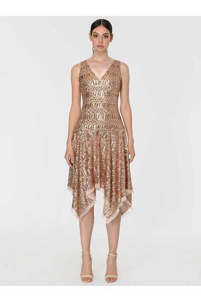 Roman Gold İşlemeli Gece Elbisesi Bronz Y1911301_077