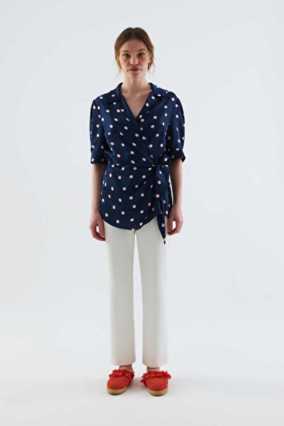 Roman Bağlamalı Kruvaze Kadın Gömlek Standart Renk Y2213589_089