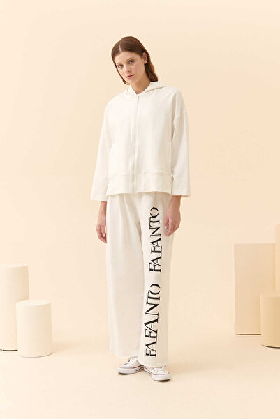 Roman Bol Paça Fafanto Yazı Baskılı Eşofman Altı Ekru Y2354104_049