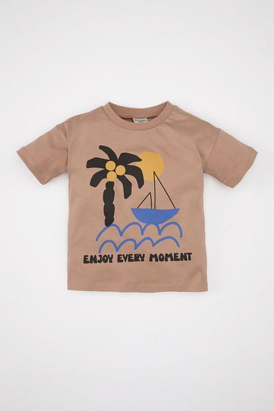 DeFacto Baby Boy Crew Neck Palm Printed Short Sleeve T-shirt C1336A524SM