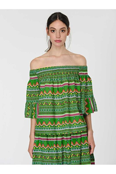 Roman Desenli Straplez Bluz Standart Renk Y1967120_089