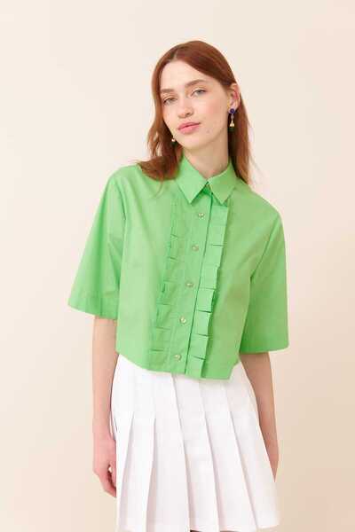 Roman Poplin Gömlek Yeşil Y2413549_012