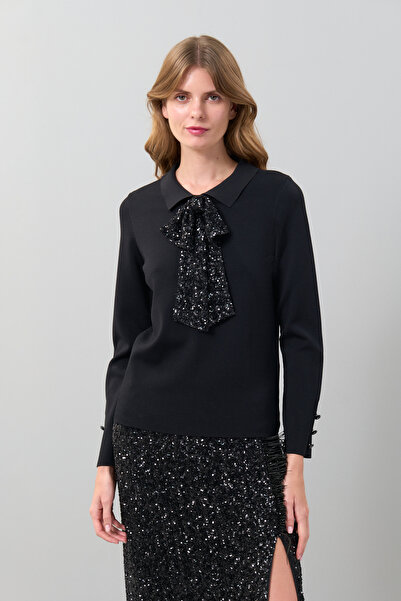 Roman Payet Broşlu Uzun Kol Triko Siyah K2472002_001