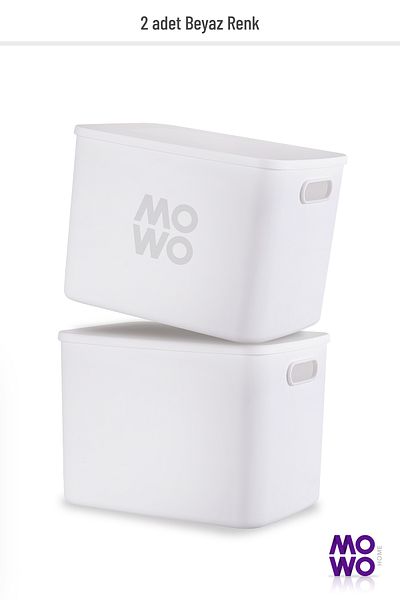 Mowo Home Retro Box 2-Piece White Color 17 Lt Organizer Storage Box with Lid, Organizer