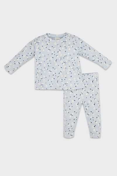 DeFacto Baby Girl 2-Piece Set Floral Waffle Long Sleeve T-Shirt Elastic Waist Bottom D8285A524Au