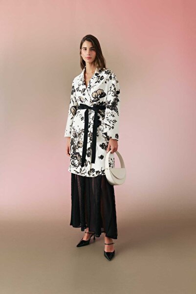 Roman Kuşaklı Keten Kap Standart Renk Y2416306_089