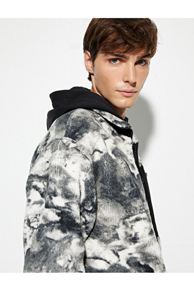 Koton Λούτρινο τζάκετ Tie-Dye Look με απαλή υφή με λεπτομέρεια τσέπης με φερμουάρ