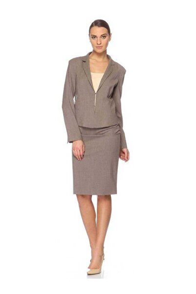 Roman Önü Kopçalı Rengi Ceket Vizon K1316002_014