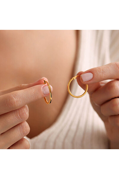 Sembol Gold Ajda Küpe 14 Ayar 2.3 cm