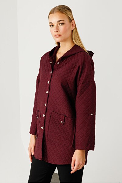 Moda İlgi Modailgi  Kapüşonlu Kapitone Mont Mürdüm