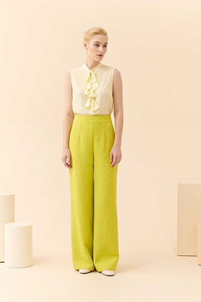 Roman Tüvit Palazzo Kadın Pantolon Yeşil Y2312038_012