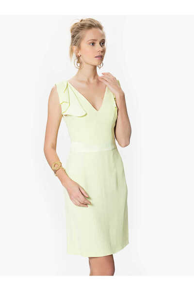 Roman Omuz Detaylı Sırt Dekolteli Abiye Elbise Sarı Y1711170_009