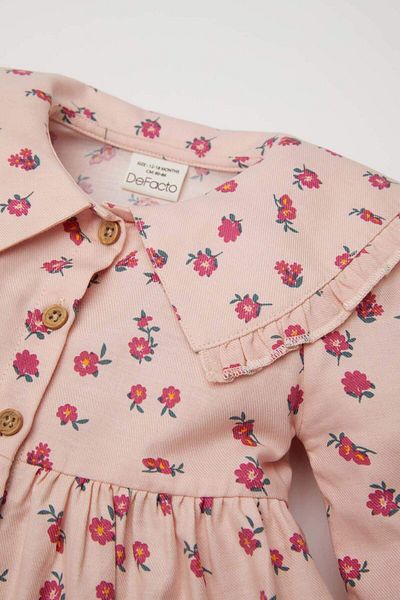DeFacto Baby Girl Wide Collar Buttoned Floral Long Sleeve Twill Dress 3145550