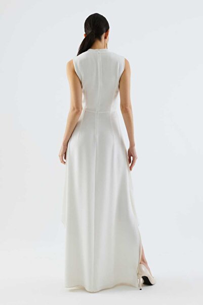 Roman Yırtmaçlı Abiye Elbise Krem Y2211323_047