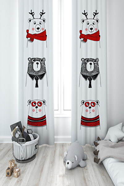 BAMBAŞKA MODA 3-х панельна штора з малюнком ведмедя і дороги, мила дитяча кім...