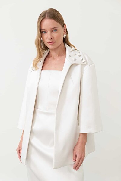 Roman Yakası Taş İşlemi Saten Kap Kemik K2416306_019