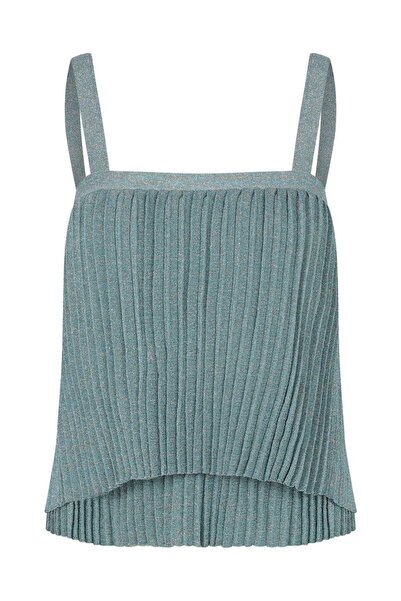 Roman Askılı Desenli Triko Bluz Standart Renk Y2279110_089