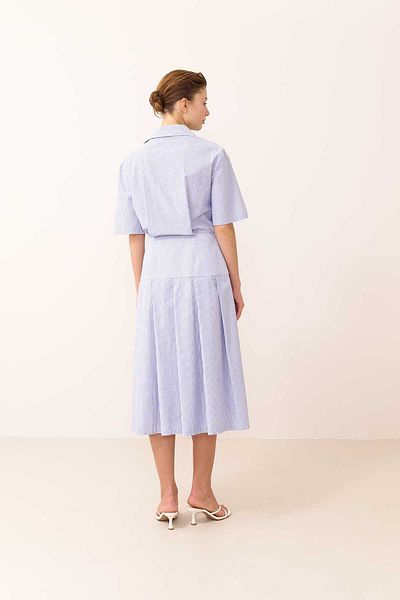 Roman Standard Color Midi Dress - Collared, Short Sleeve Y2311034_089
