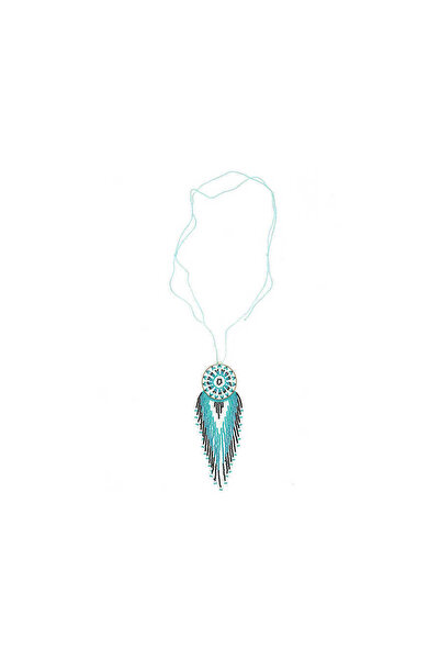 Roman Boncuk İşlemeli Mavi Kadın Kolye Standart Renk Y1986306_089