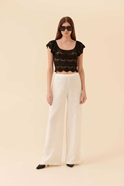 Roman Geniş Paça Pantolon Kemik Y2312033_019