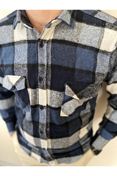 BENESSE Slim Fit Yakalı Kalın Kışlık Unisex Oduncu Gömleği