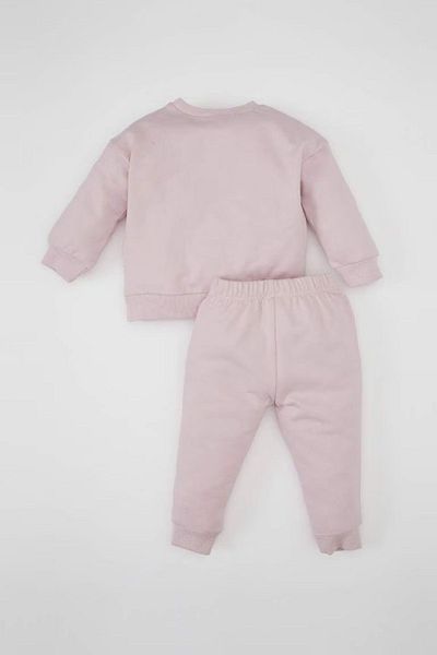 DeFacto 2-Piece Set for Baby Girl - Crew Neck Printed Sweatshirt and Elastic Waist Sweatpants D0818A524Au