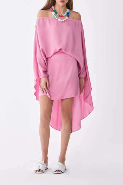 Roman Madonna Yakalı Mini Elbise Pembe Y2111509_038