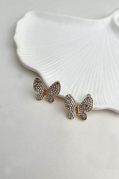 Modex Gold Yellow Butterfly Figured Earrings (2cm)