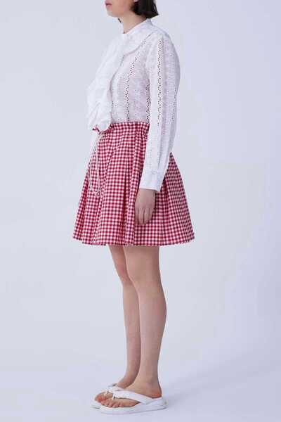 Roman Kırmızı Pötikareli Mini Etek Standart Renk Y2115034_089