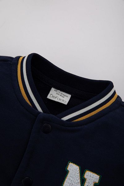 DeFacto Baby Boy Bomber Cardigan - College Collar, Back Print, Snap Closure B8542A524Sp