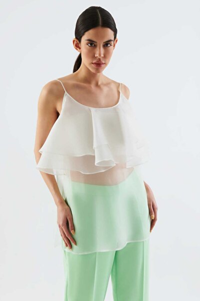 Roman Askılı Transparan Bluz Beyaz Y2213056_002