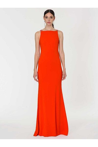 Roman Pomegranate Flower Shoulder Detailed Evening Dress - Y1911343_112
