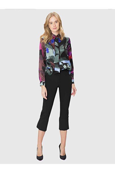 Roman Kısa Paça DüğmeDetaylı Kadın Pantolon Siyah K1812040_001