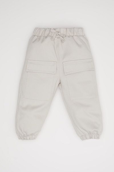 DeFacto Baby Boy Jogger Gabardine Trousers - Lace-Up, Pockets and Elastic Legs D3363A524Wn