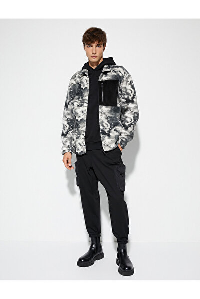 Koton Λούτρινο τζάκετ Tie-Dye Look με απαλή υφή με λεπτομέρεια τσέπης με φερμουάρ