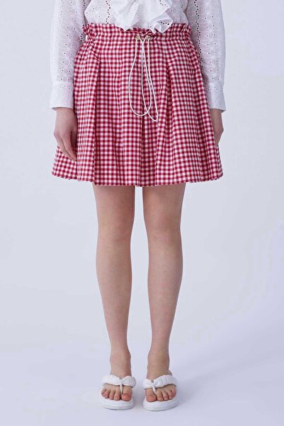 Roman Kırmızı Pötikareli Mini Etek Standart Renk Y2115034_089