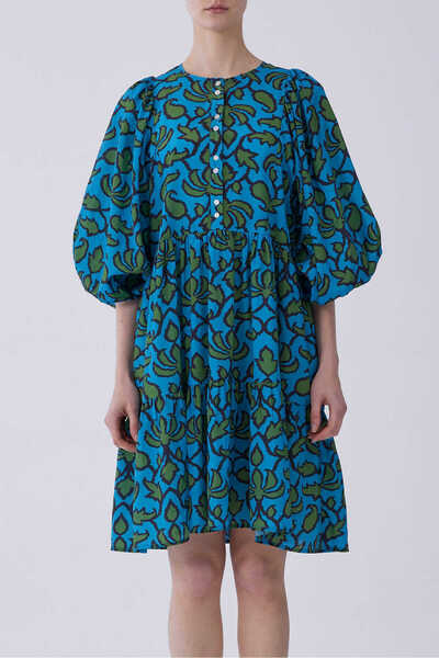 Roman Desenli Günlük Elbise Standart Renk Y2169177_089