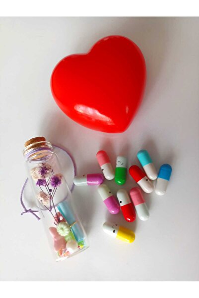 AKIN AKSESUAR HEDİYELİK Led Işıklı Kalp Not Kağıtlı Aşk Kapsülü Dilek Şişesi ...