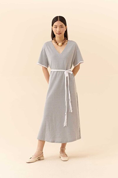 Roman Beli Kuşaklı Günlük Elbise Standart Renk Y2321001_089