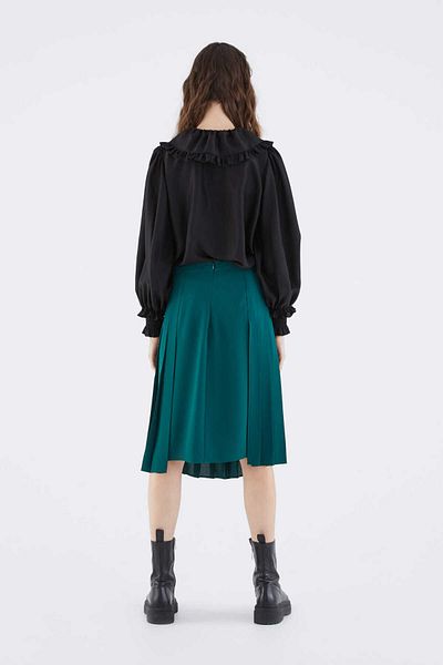 Roman Pleated Midi Skirt Green K2115057_012