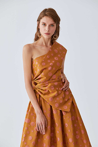 Roman Puantiyeli Tek Omuz Bluz Standart Renk K2013252_089