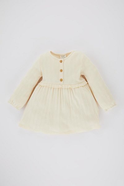 DeFacto Ribbed Camisole Baby Girl Dress - Long Sleeve B7569a524sp