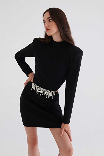 Roman İncili Abiye Elbise Siyah K2311526_001