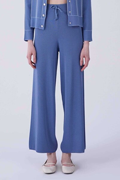 Roman Belden Bağcıklı Triko Pantolon Mavi Y2171018_036