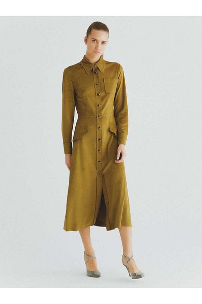 Roman Pocketed Shirt Olive Daily Dress Olive K2011043_027