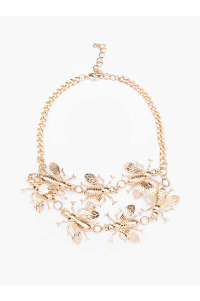 Roman Gold Arı Figürlü Zincir Detaylı Kolye Gold Y1786110_076